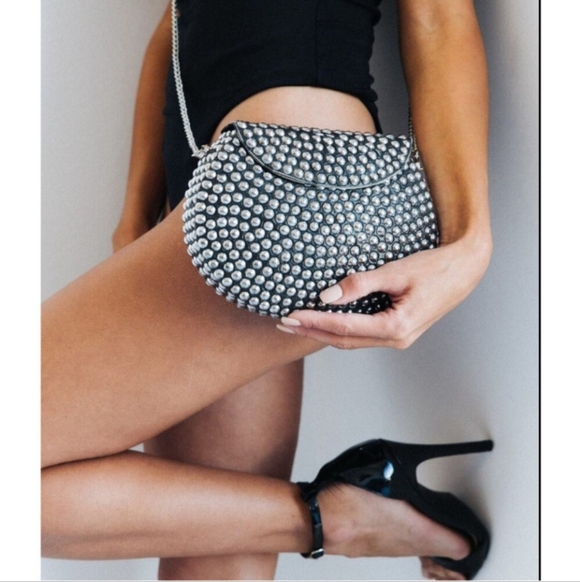 Ramla Silver Studded Women's Bag - Picture 3 of 7